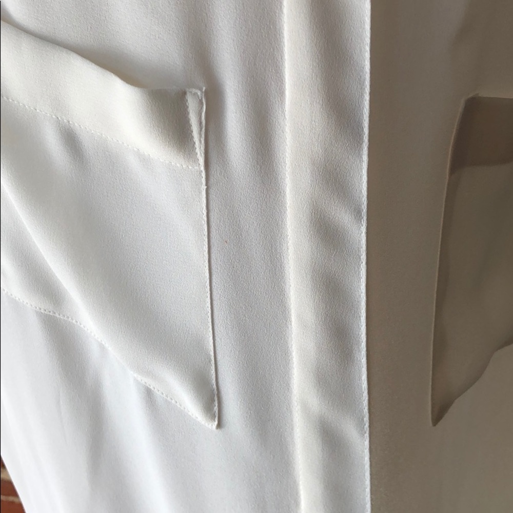 Halogen White & Black Sheer Button-Down Blouse Wi… - image 4